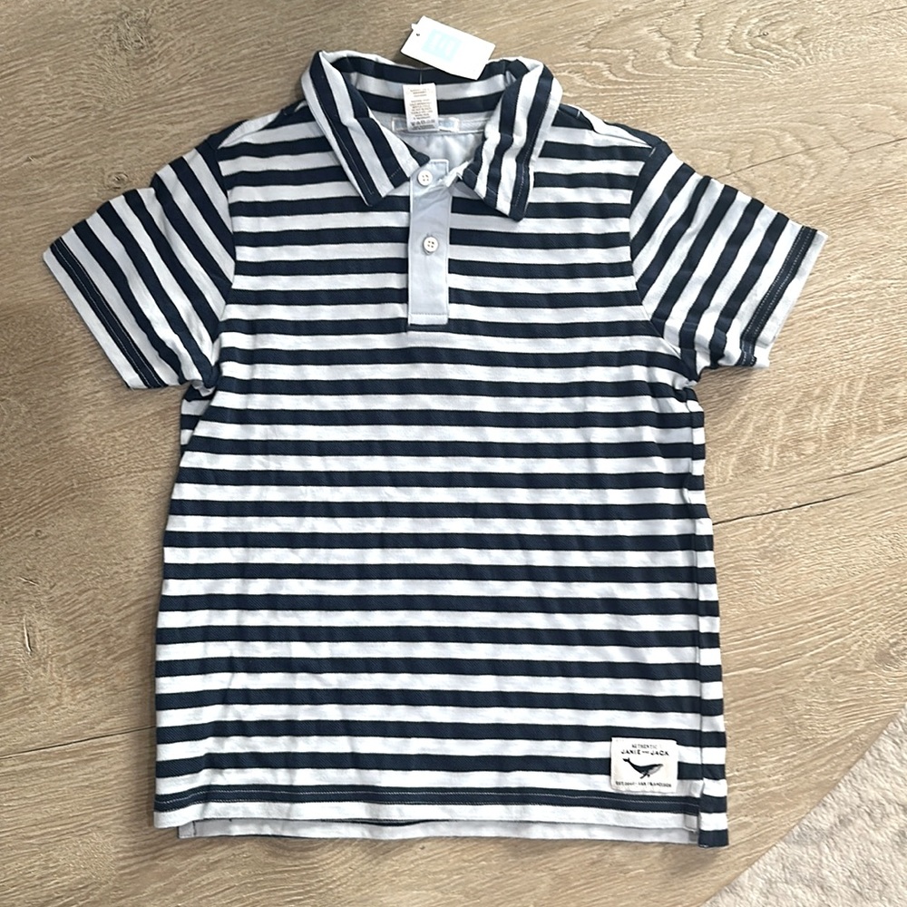 Janie and Jack striped collared tee size 7 NWT